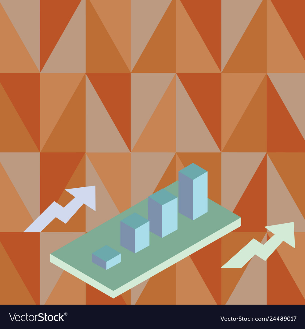 Colorful growing clustered 3d bar chart graph Vector Image