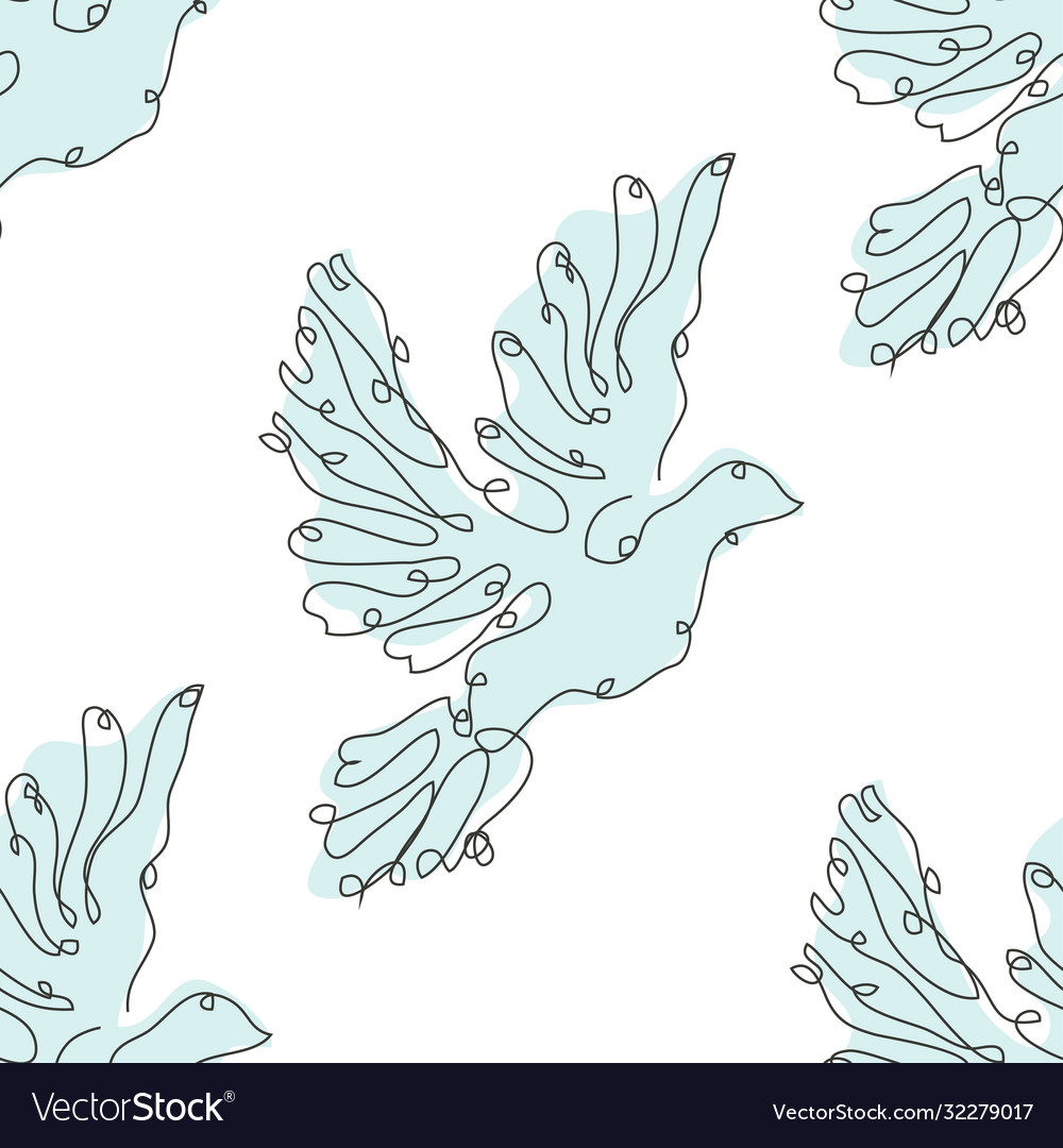 Dove seamless line art Royalty Free Vector Image
