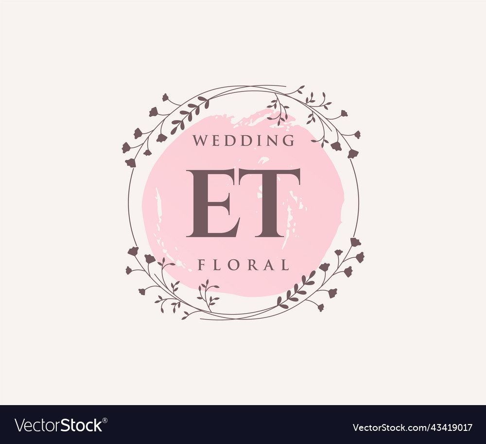 Et initials letter wedding monogram logos Vector Image