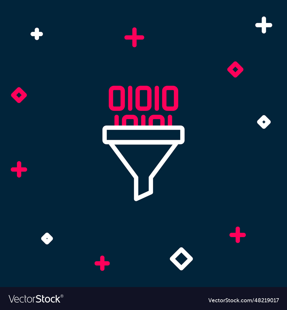Line binary code icon isolated on blue background vector image Line binary code icon isolated on blue background