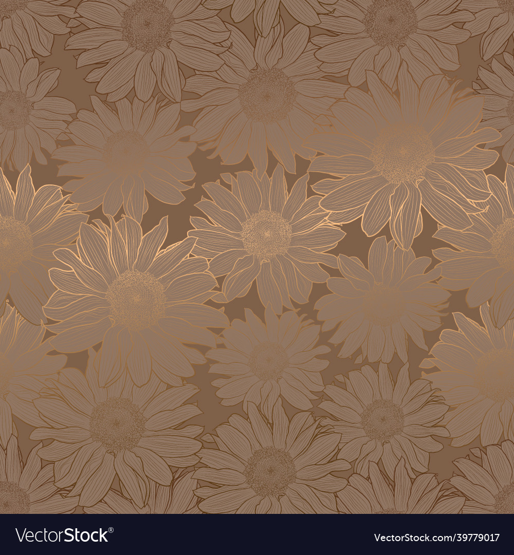 Luxury art deco gold metallic bronze sunflowers