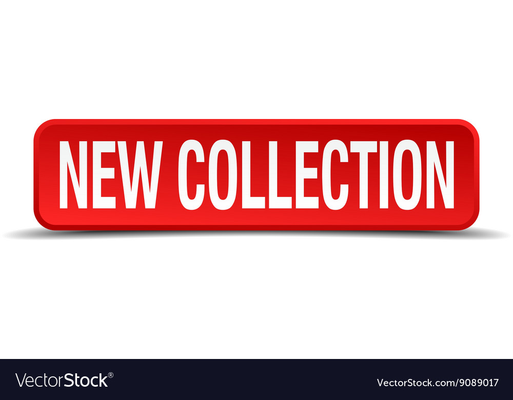 New collection red 3d square button isolated