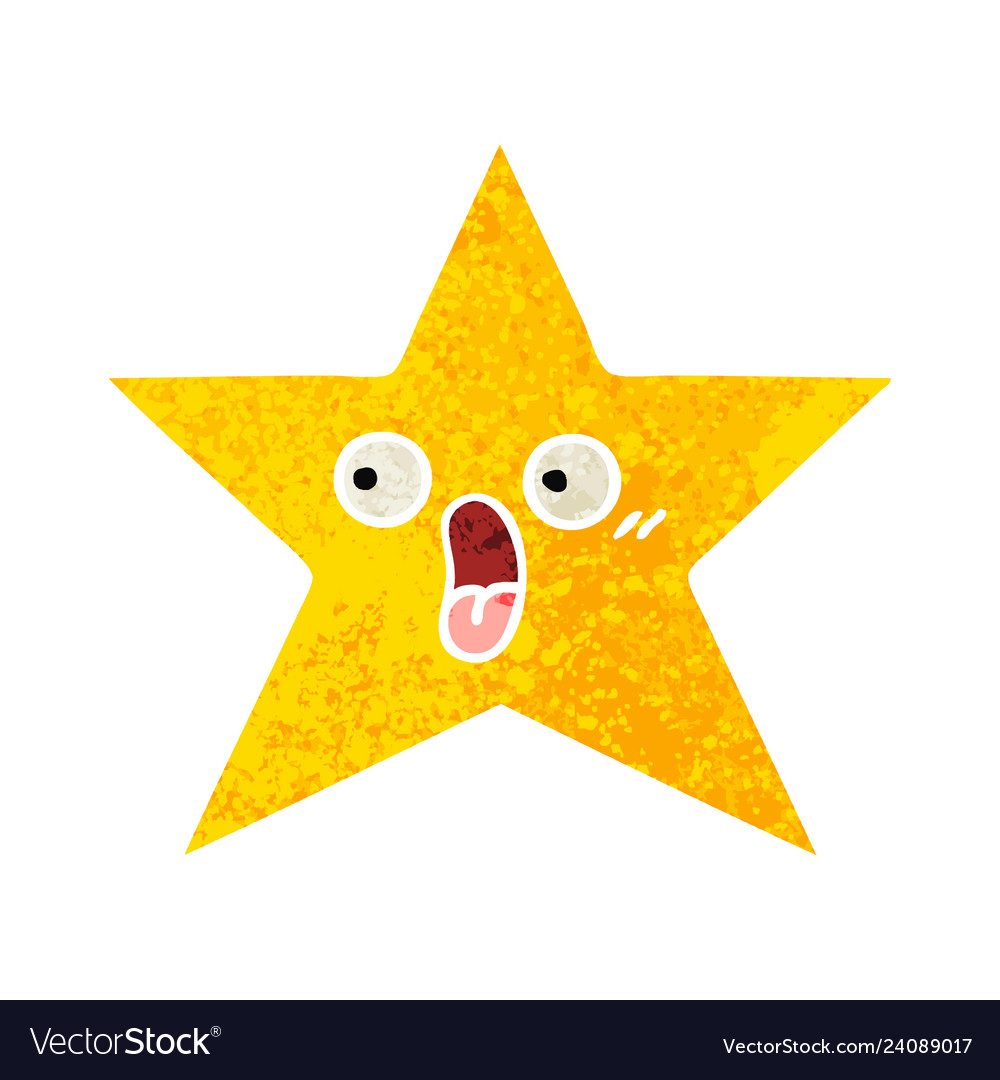 Retro style cartoon gold star Royalty Free Vector Image