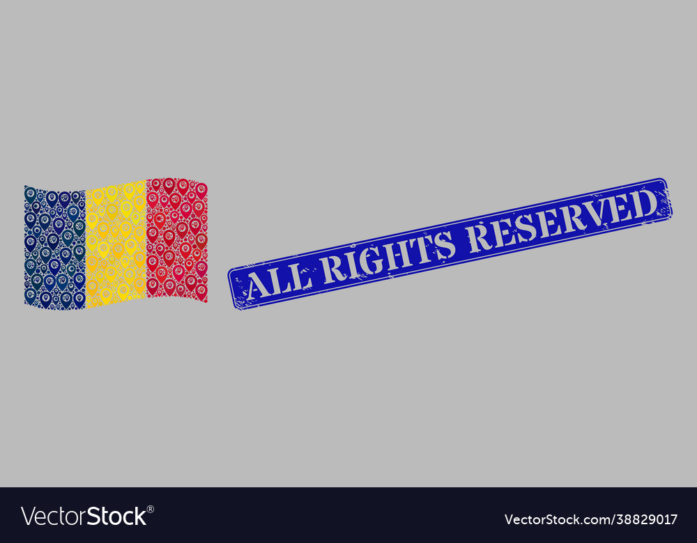 Scratched all rights reserved badge and pointer Vector Image Scratched all rights reserved badge and pointer