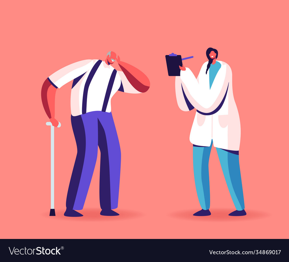 Senior at medical hear exam old man hard Vector Image