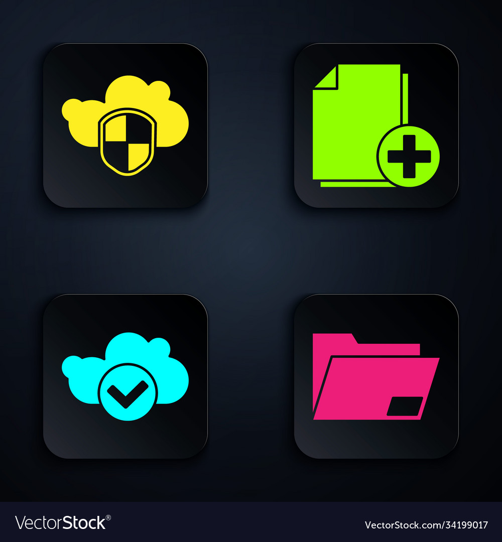 Set document folder cloud and shield vector image Set document folder cloud and shield