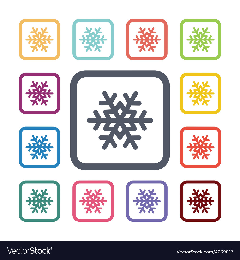 Snowflake flat icons set