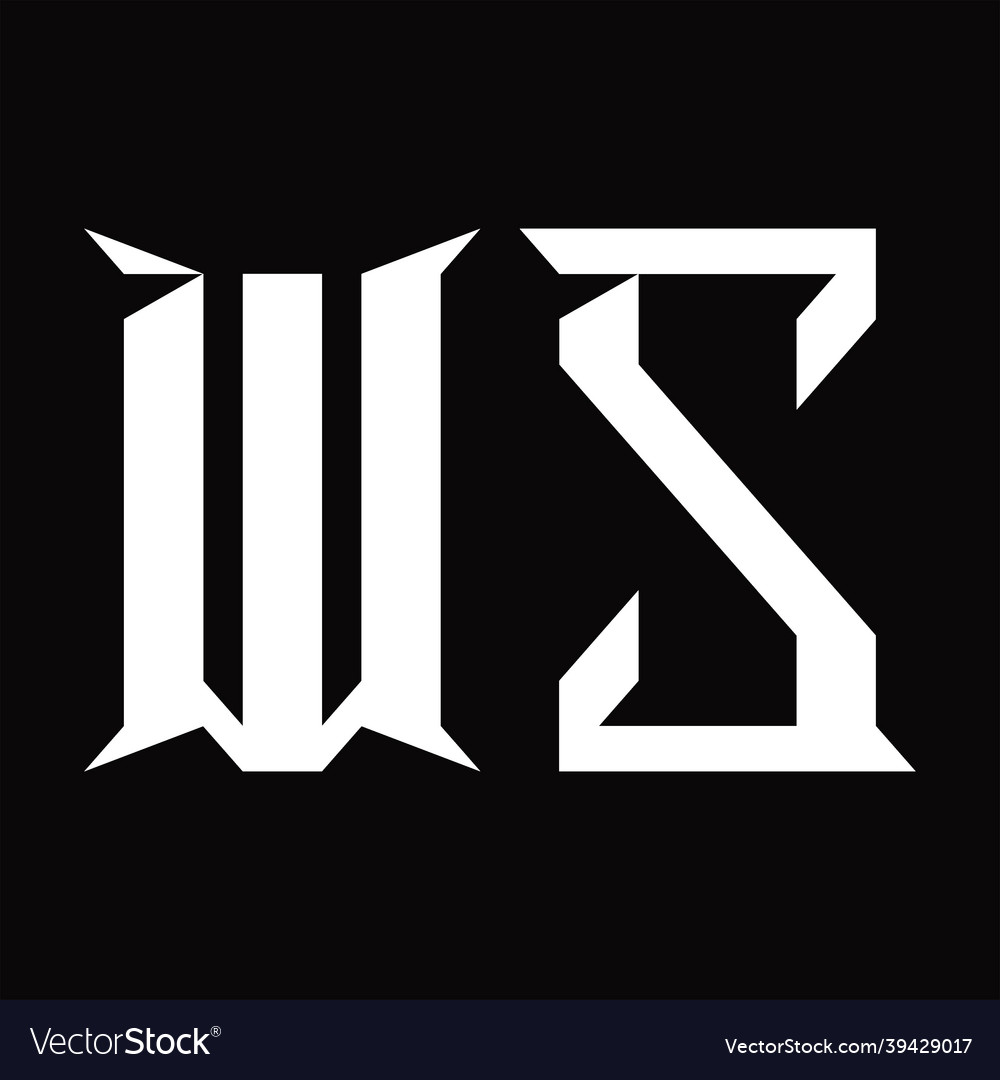 Ws logo monogram with slice shape design template