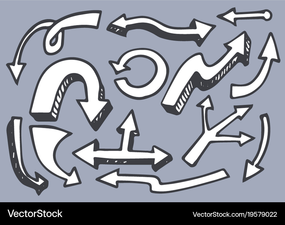 Arrows set hand drawn elements Royalty Free Vector Image