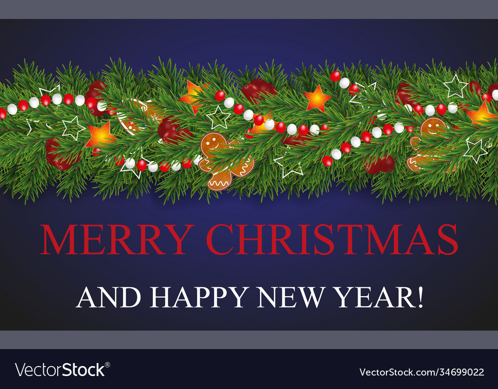 Christmas and happy new year garland and border Vector Image