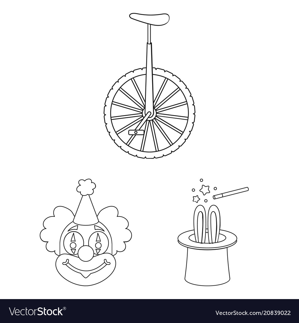Circus and attributes outline icons in set