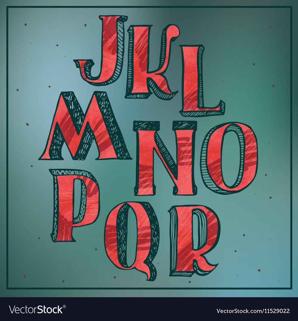 Colorful red 3d alphabet on blur blue background