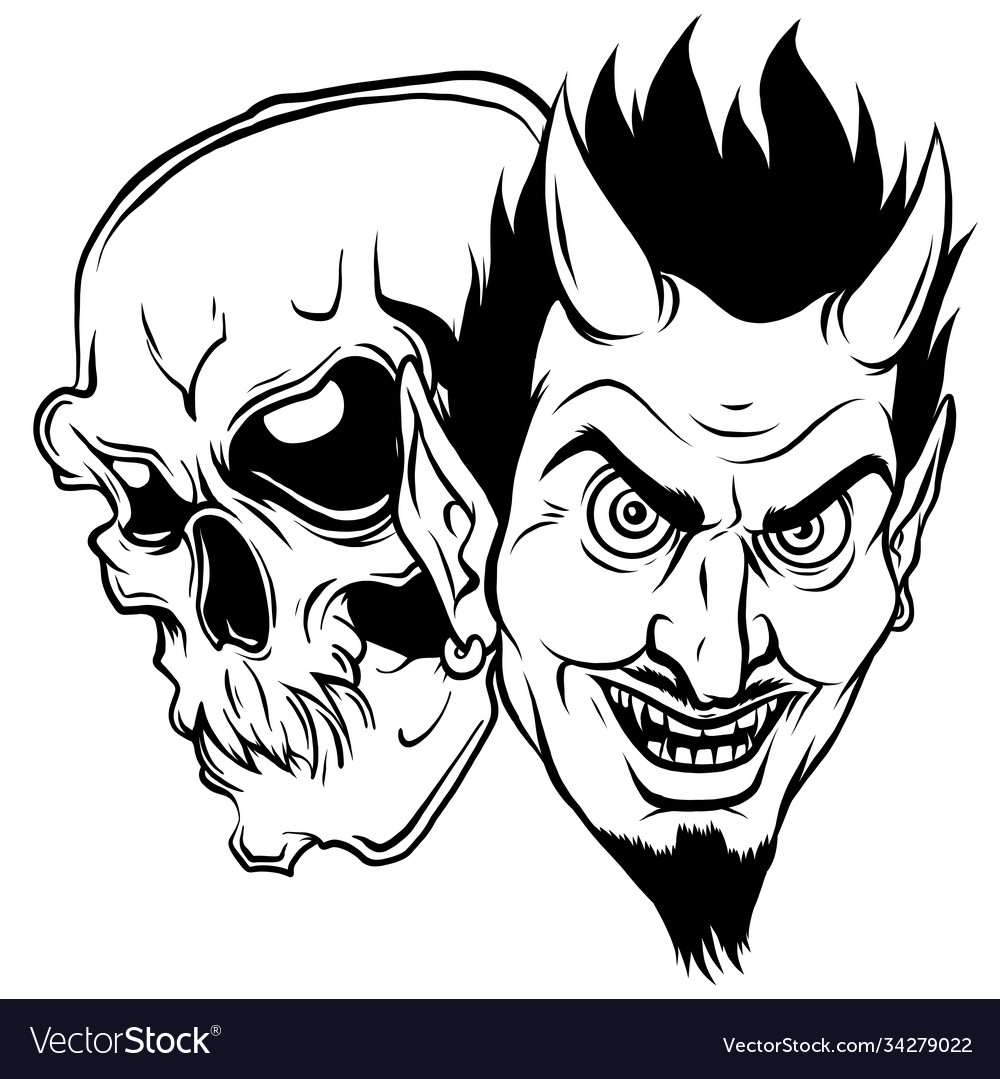 Devil and skull head design Royalty Free Vector Image