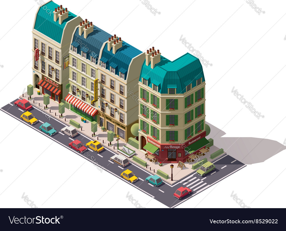 Isometric Paris street Royalty Free Vector Image