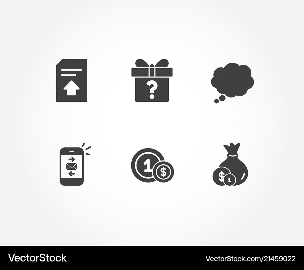 Mail secret gift and comic message icons usd Vector Image