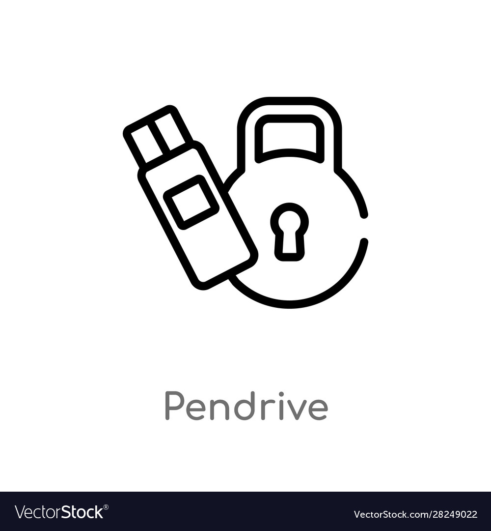 Outline Pendrive Symbol isoliert schwarz einfache Linie