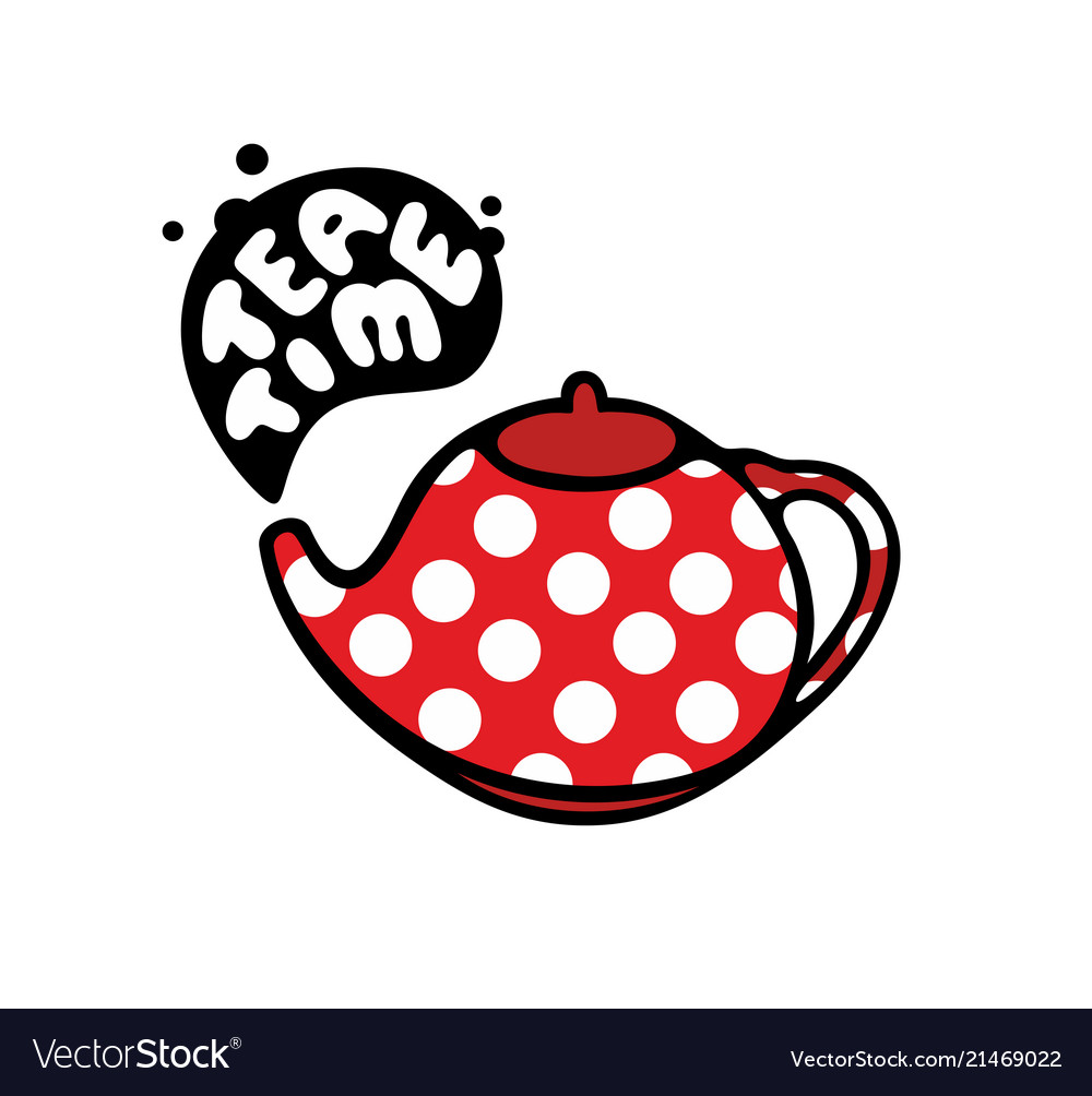 Red teapot with dots pattern