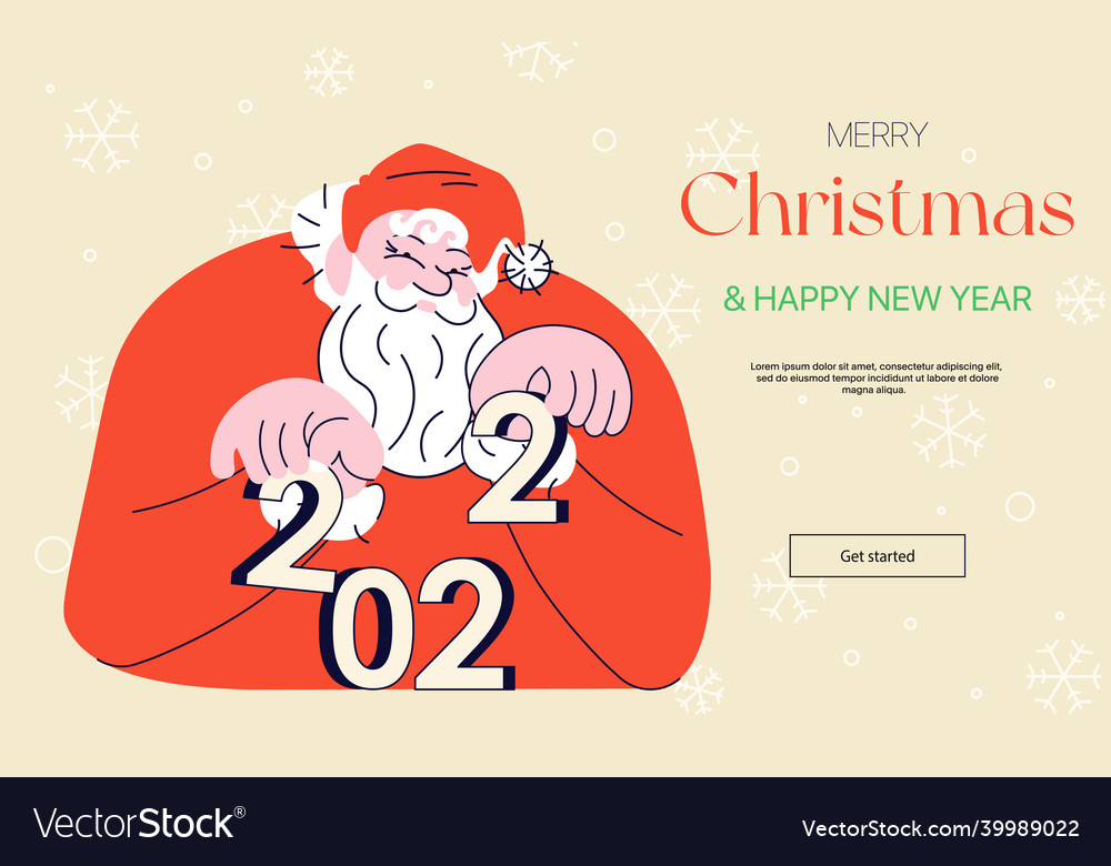 Santa claus character collects 2022 from numbers Vector Image