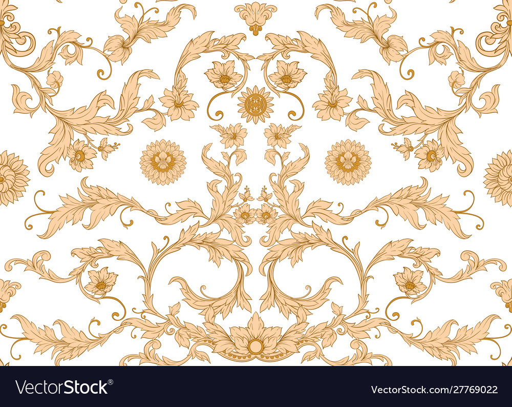 Seamless pattern background in baroque vector image Seamless pattern background in baroque