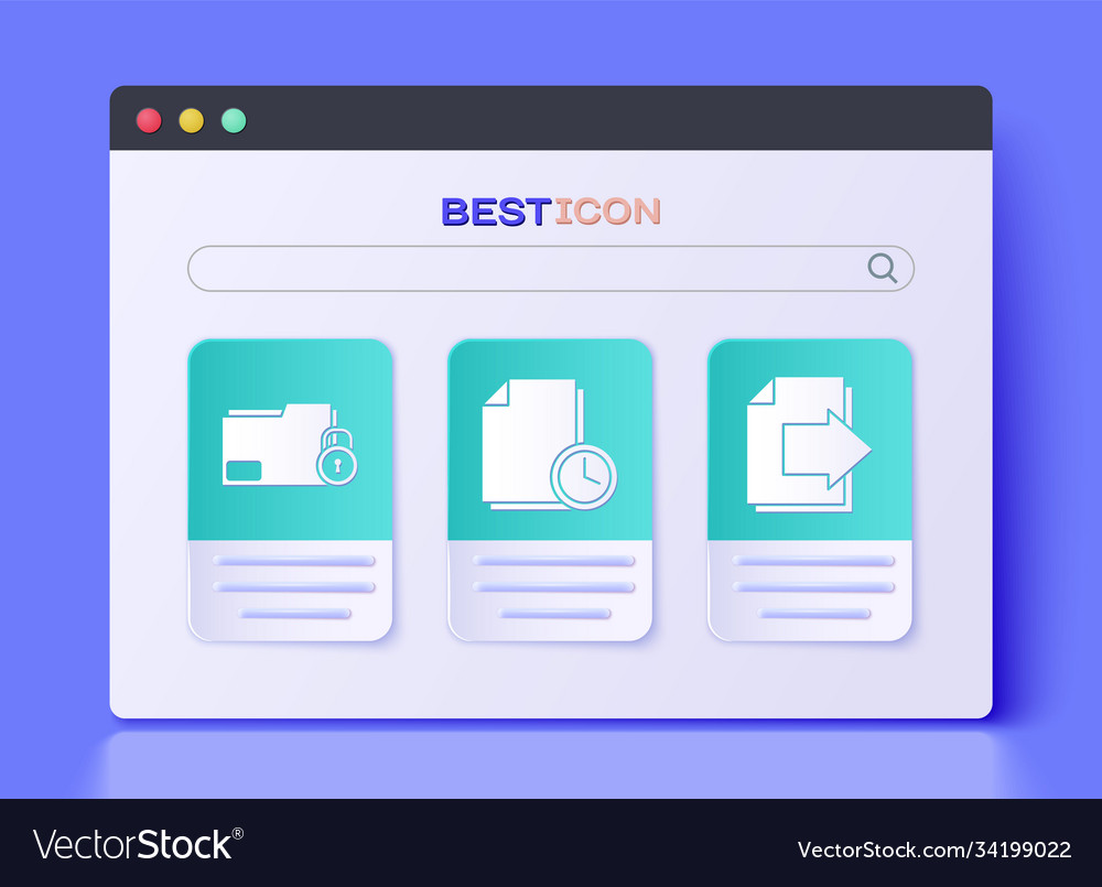 Set document with clock folder and lock next vector image Set document with clock folder and lock next