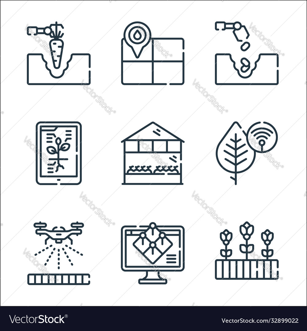 Smart farm line icons linear set quality Vector Image Smart farm line icons linear set quality