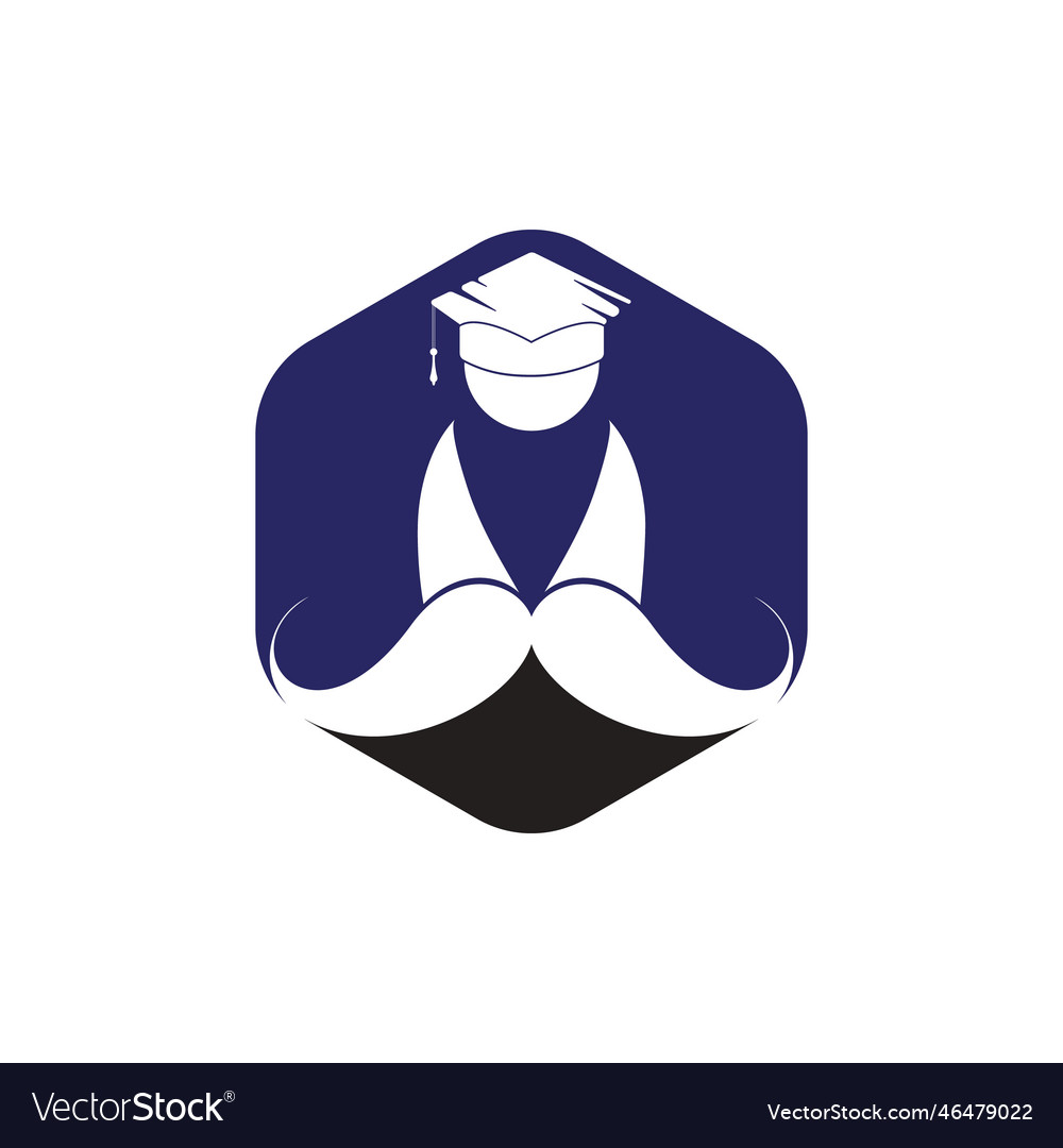 Student with mustache icon logo design Royalty Free Vector