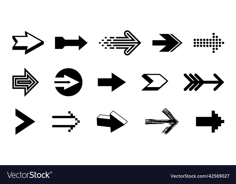 Arrow symbols big set of different shapes styles vector image Arrow symbols big set of different shapes styles