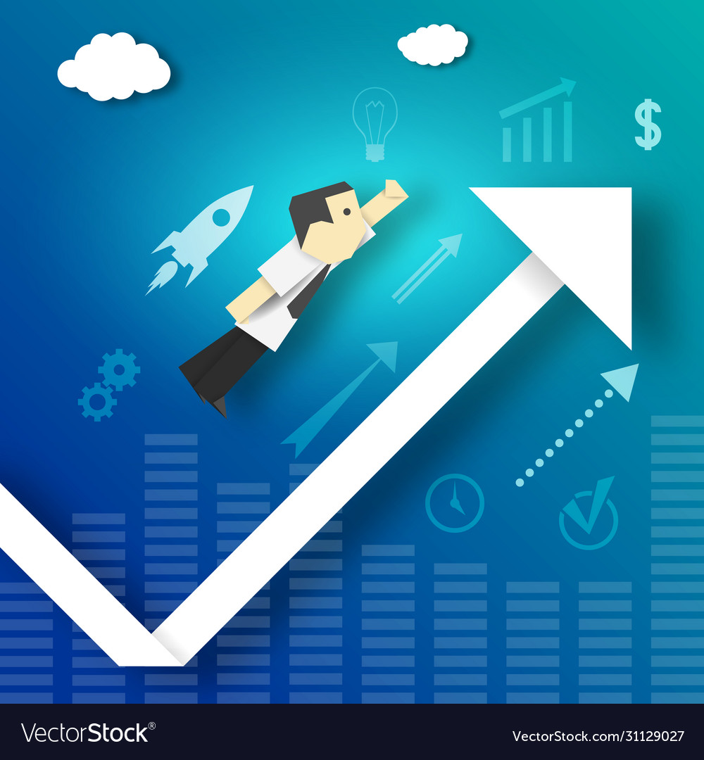 Businessman takes off towards new possibilities Vector Image