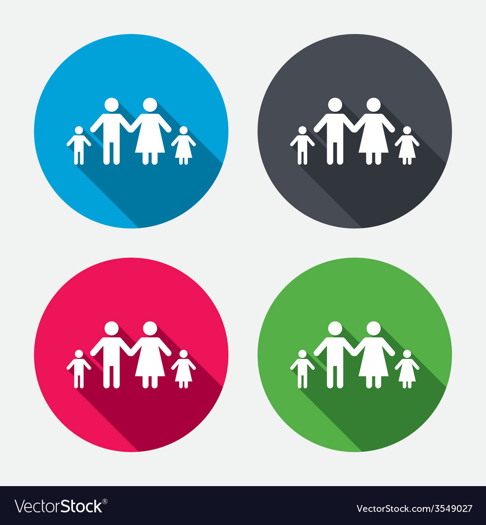 Complete family with two children sign icon Vector Image