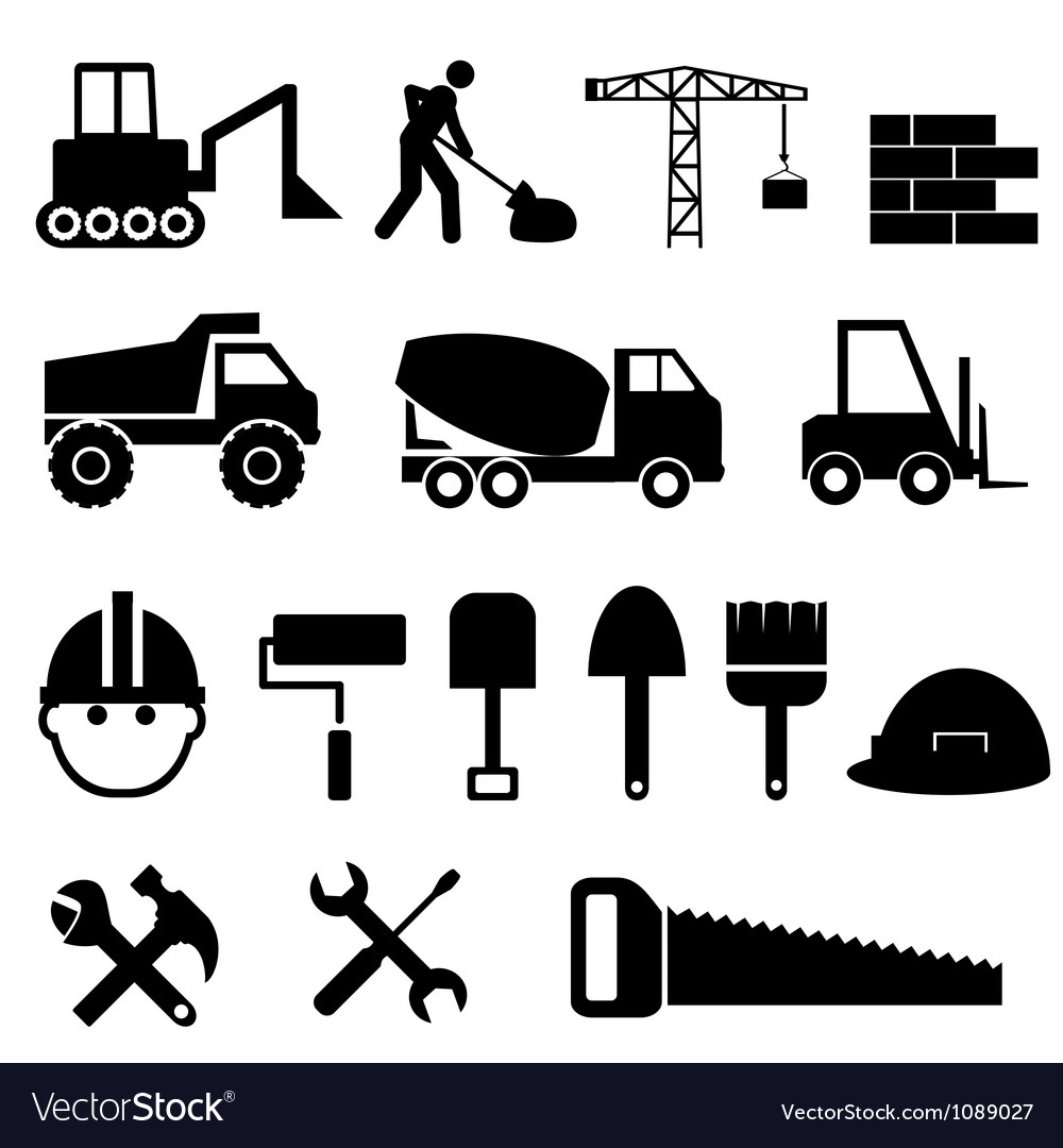 Construction icons Royalty Free Vector Image - VectorStock