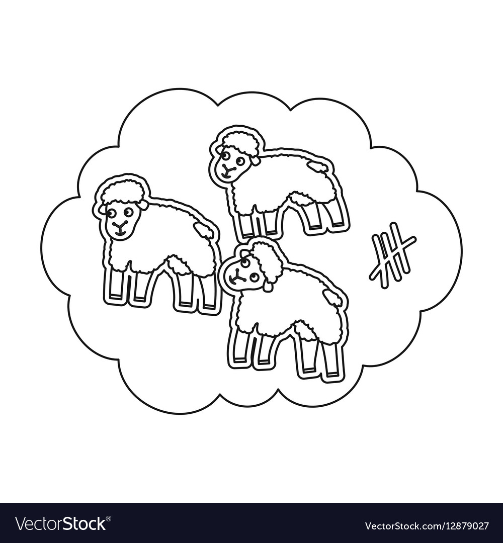 Count sheep icon in outline style isolated