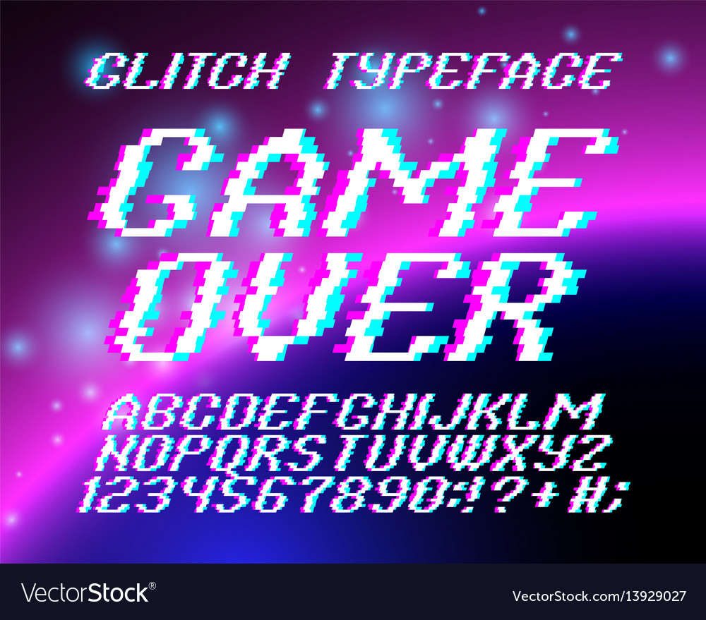 Glitch Font Spiel Over - Pixelated
