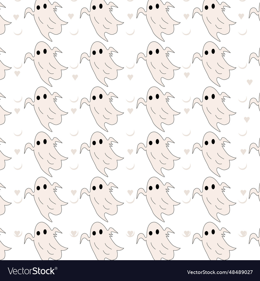 Halloween ghost pattern repeat print background Vector Image Halloween ghost pattern repeat print background