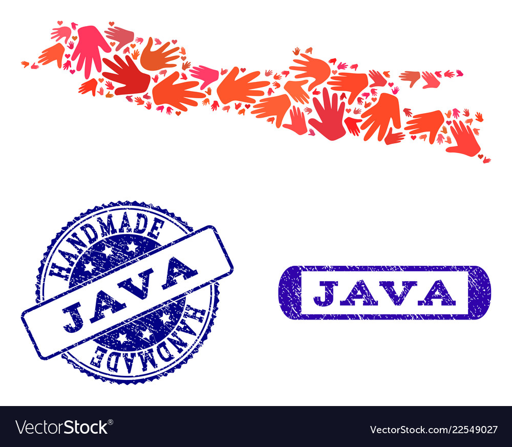 Handmade collage of map java island vector image Handmade collage of map java island