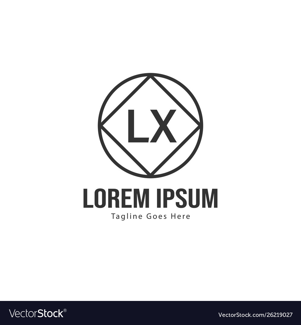 Initial lx logo template with modern frame