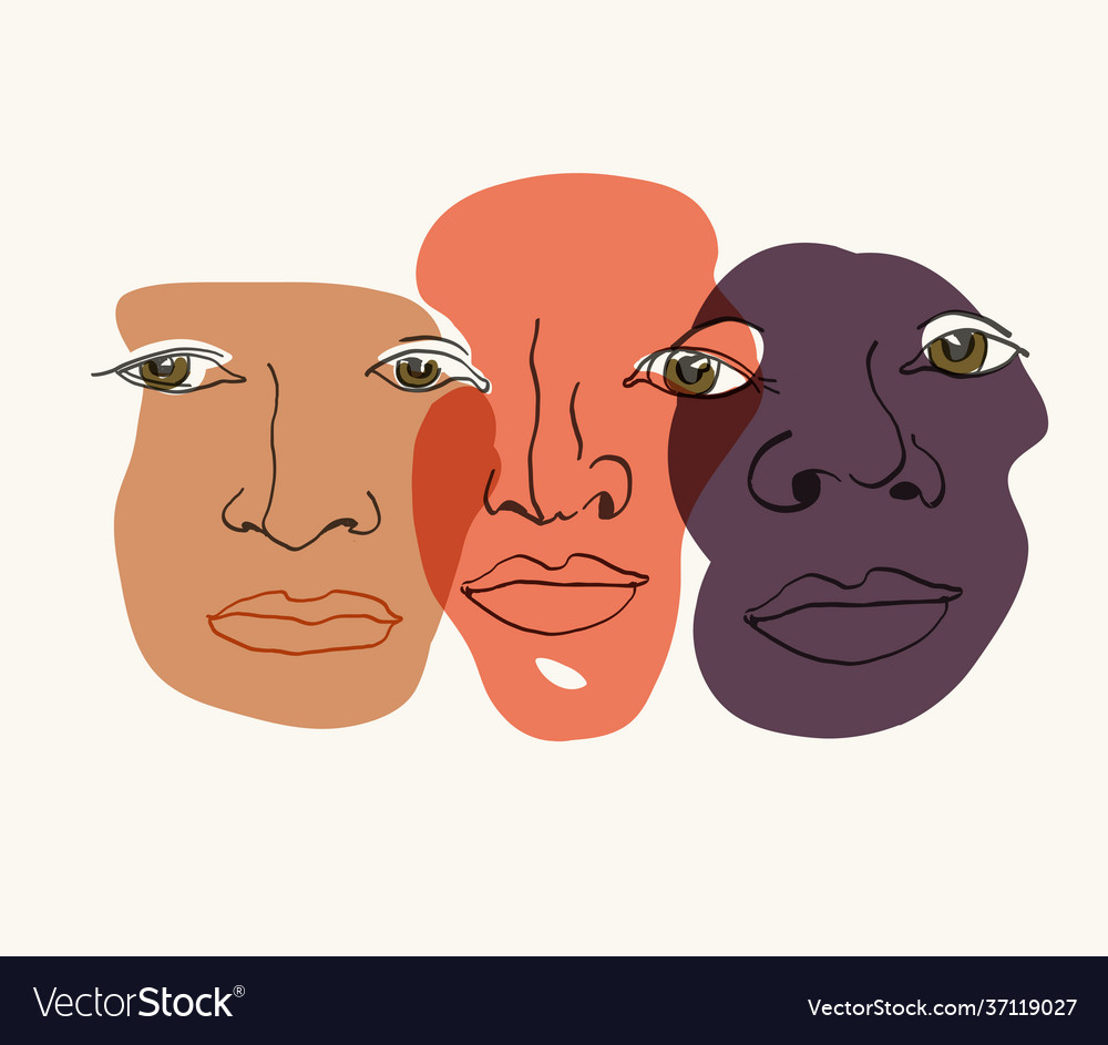 Multi-ethnic faces different ethnicity men