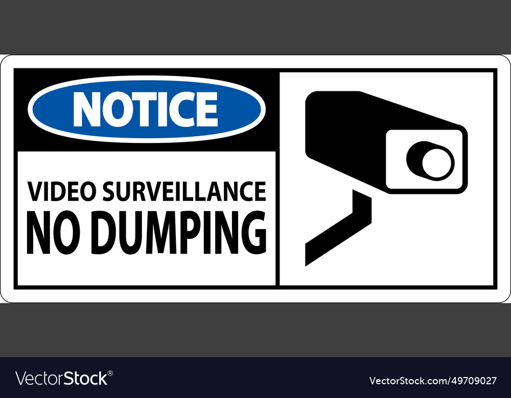 Notice sign video surveillance no dumping