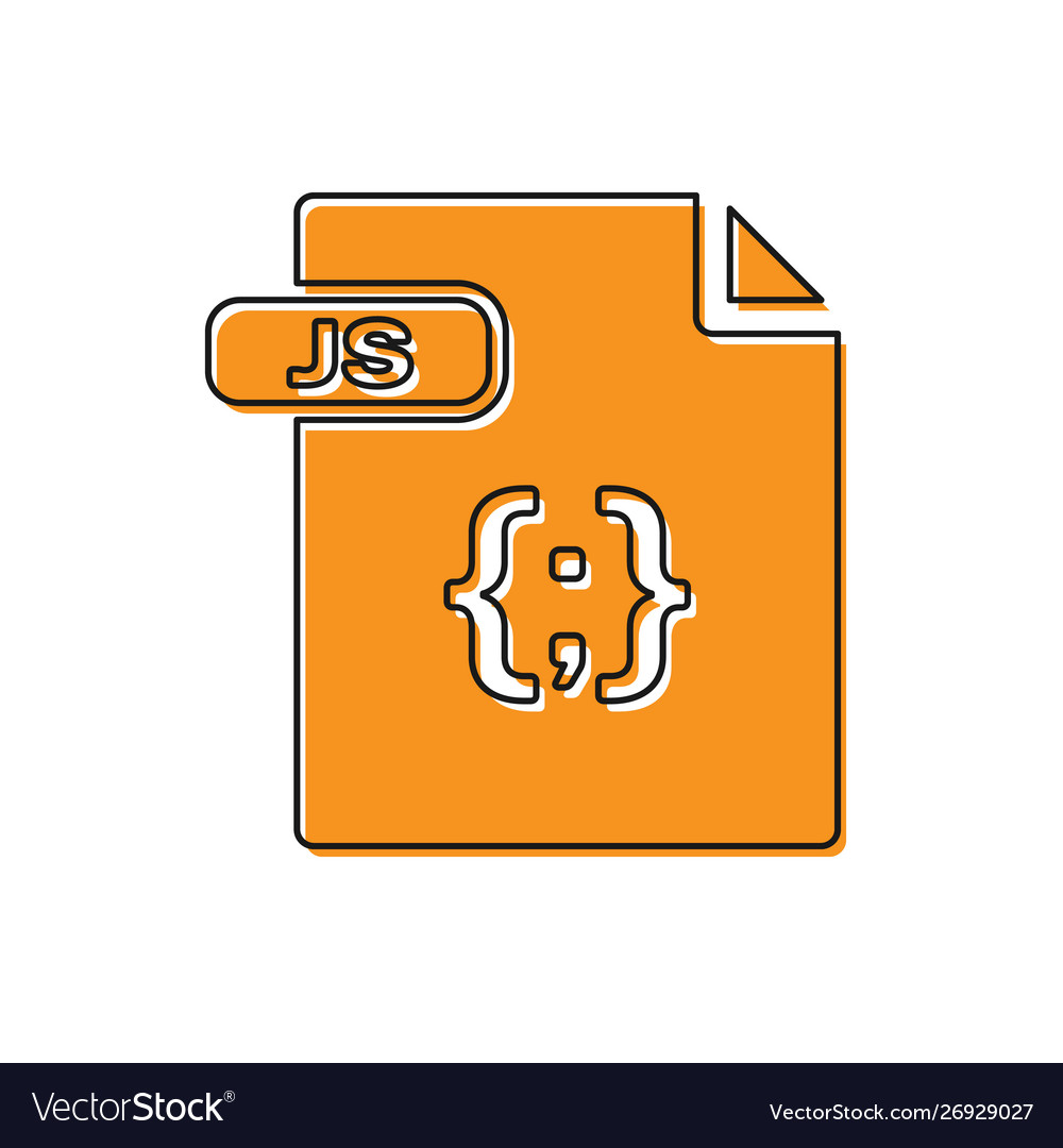 Orange js file document download button icon vector image Orange js file document download button icon