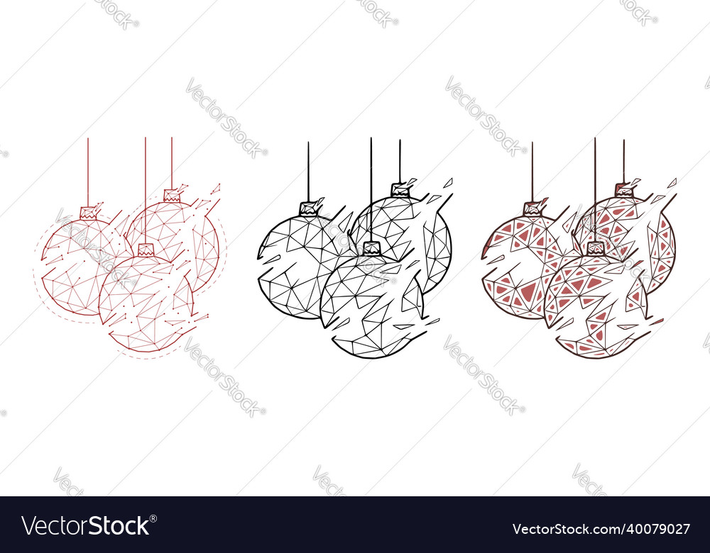 Set of christmas balls in a geometric style