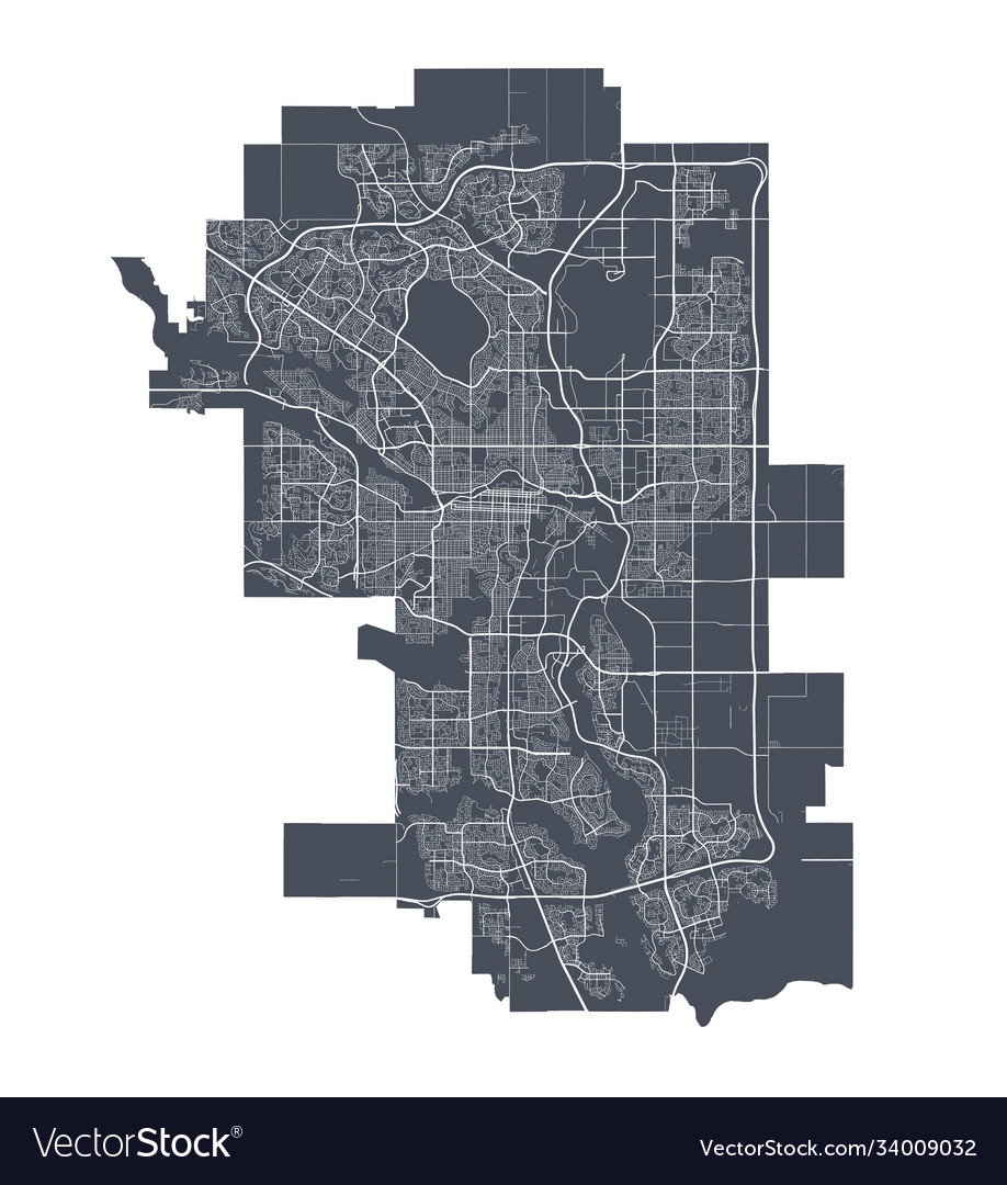 City Of Calgary Map Calgary Map Detailed Map City Poster Royalty Free Vector