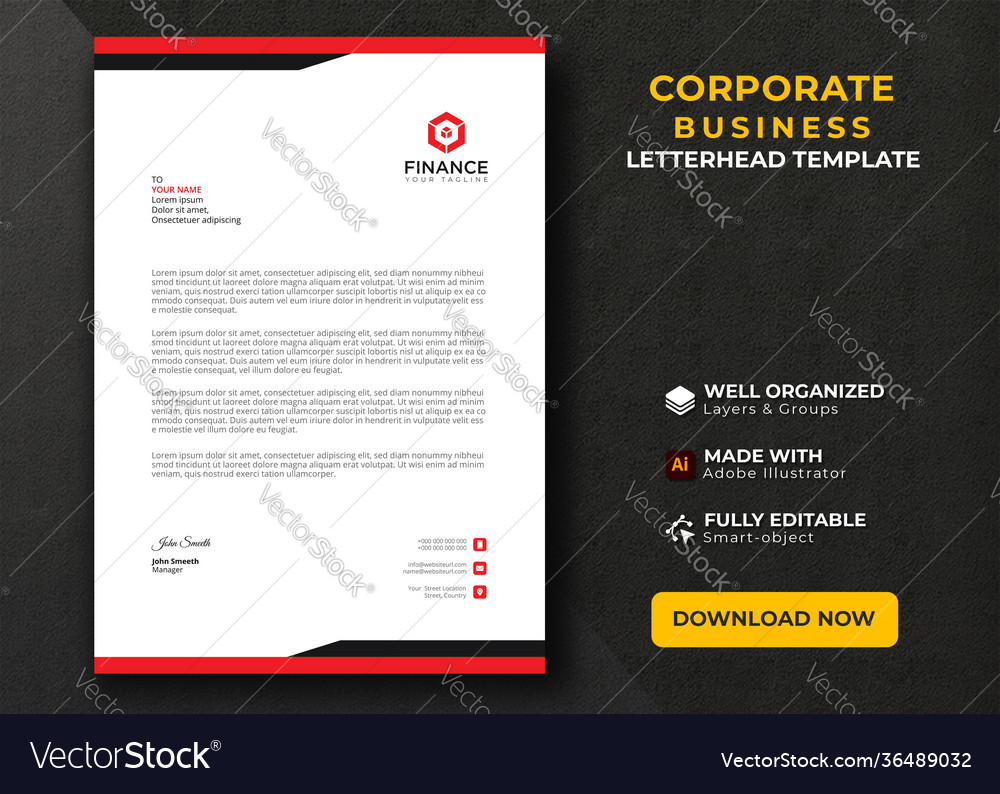 Corporate letterhead template abstract design vector image Corporate letterhead template abstract design