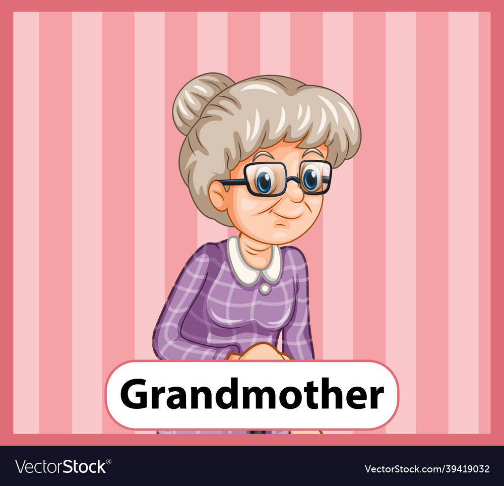 educational-english-word-card-of-grandmother-vector-image