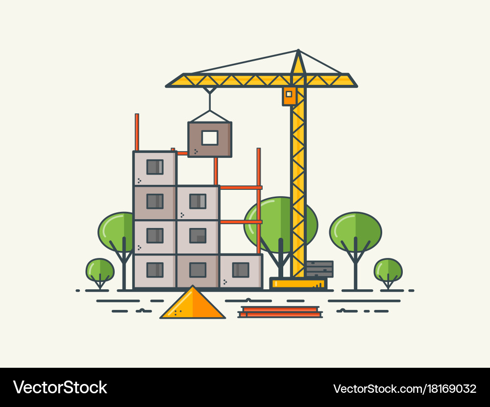 Flat line under construction Royalty Free Vector Image