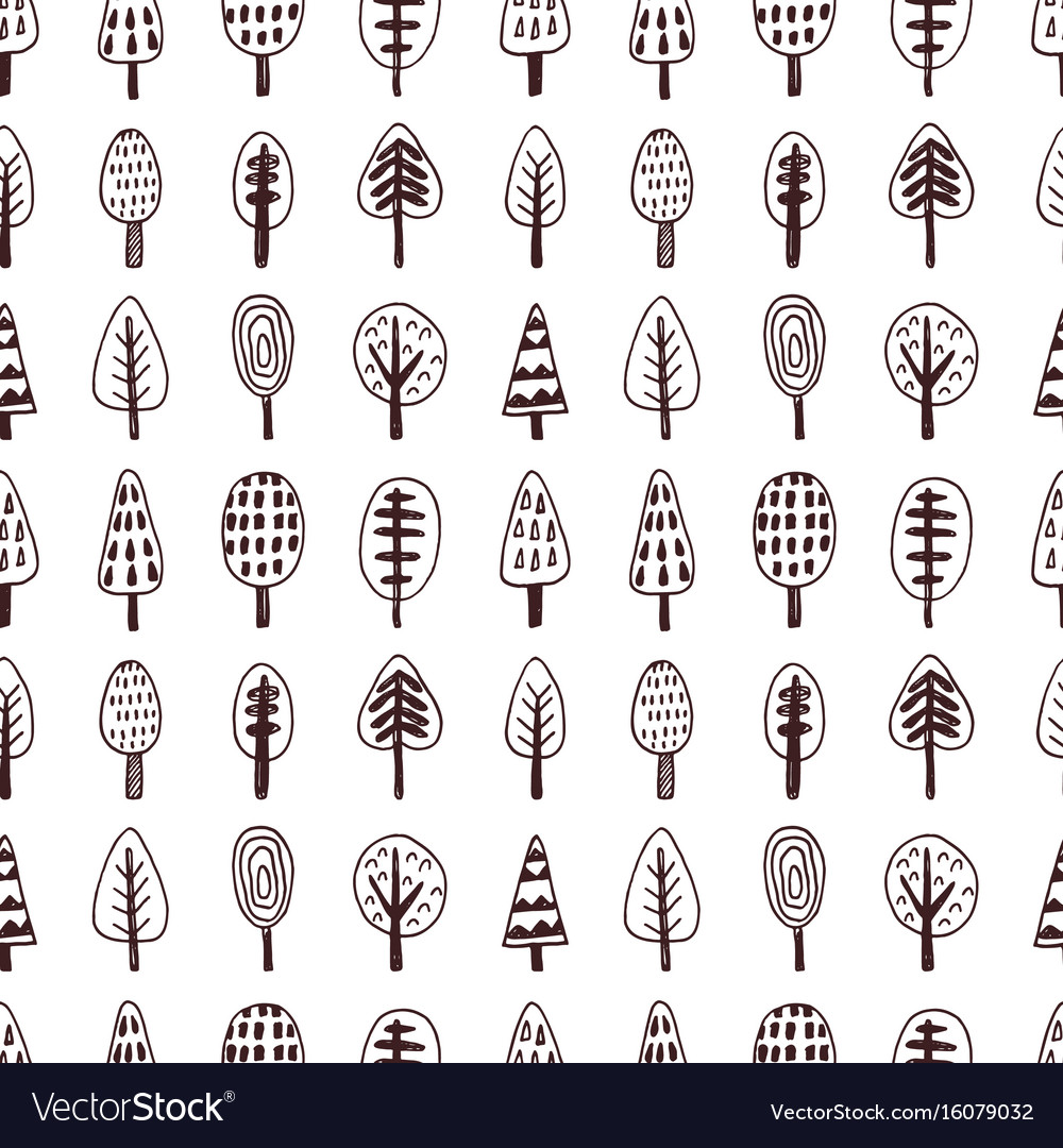 Forest trees nordic seamless pattern
