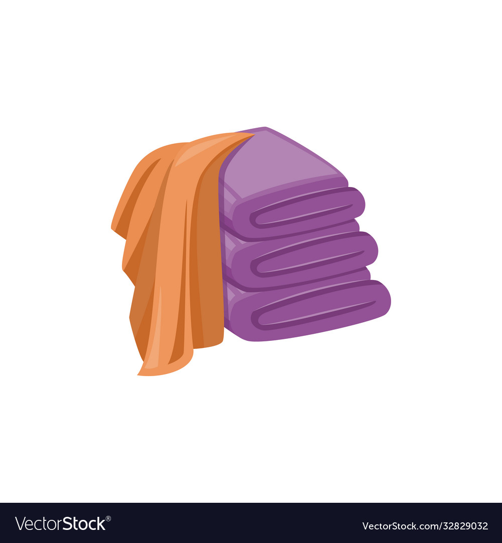 Isolated stack clean purple towels and brown