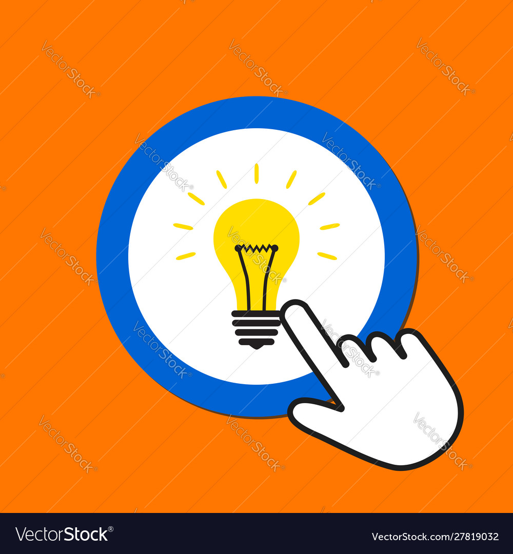 Lightbulb icon idea solution concept hand mouse