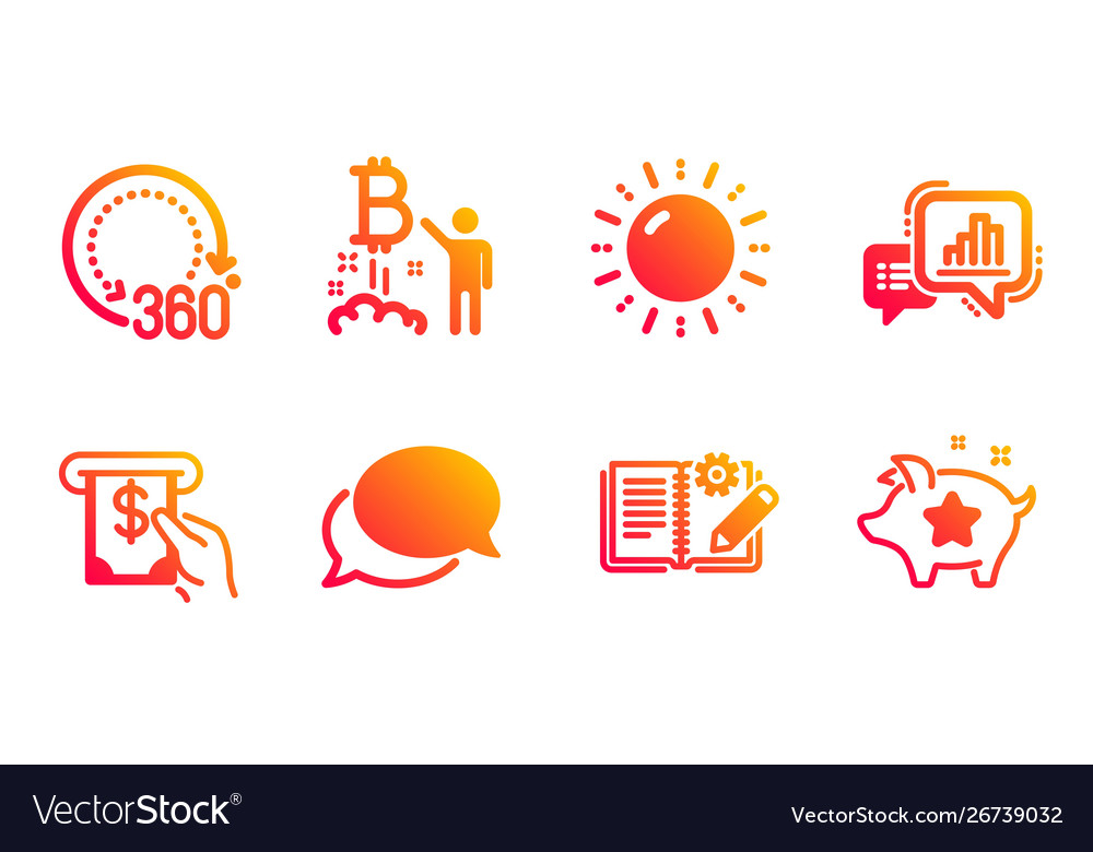 Messenger 360 degrees and bitcoin project icons vector image Messenger 360 degrees and bitcoin project icons