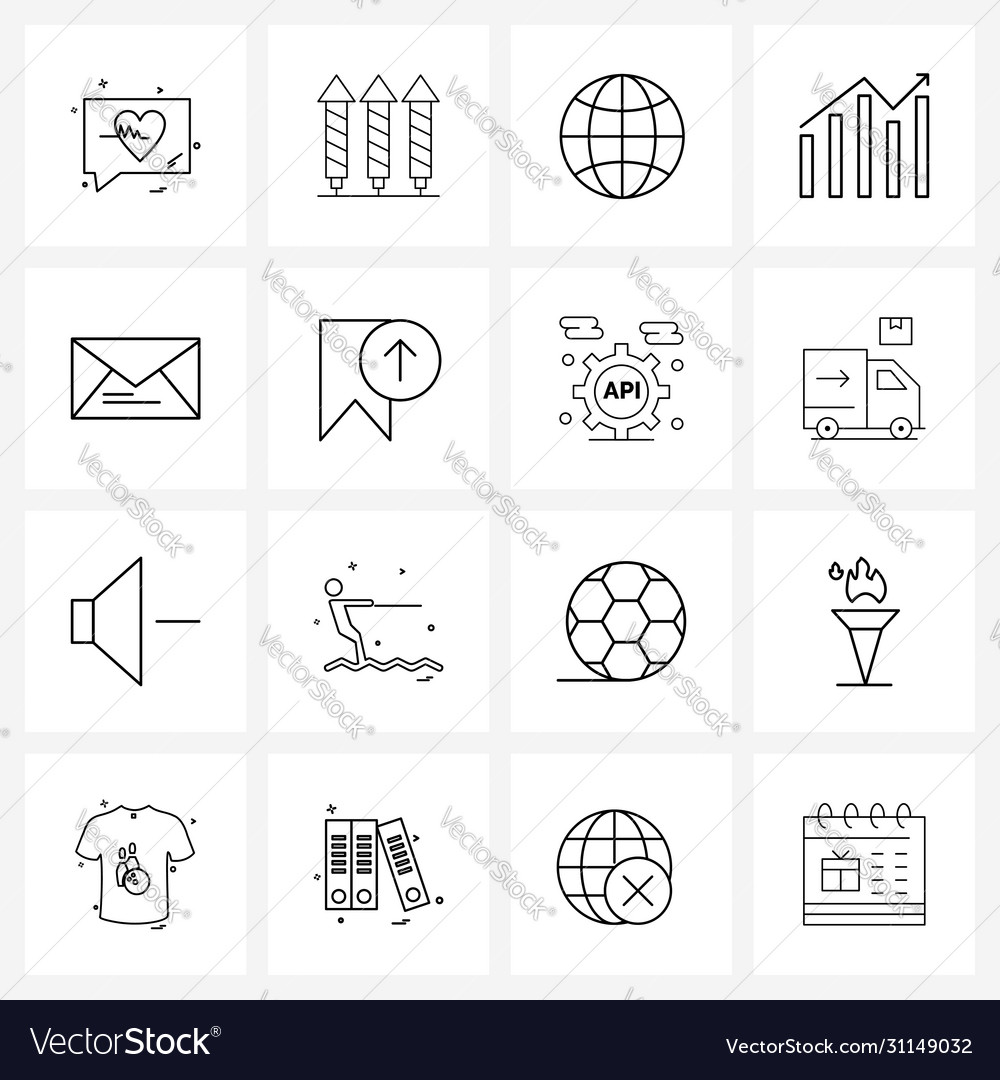 Modern line 16 simple icons message