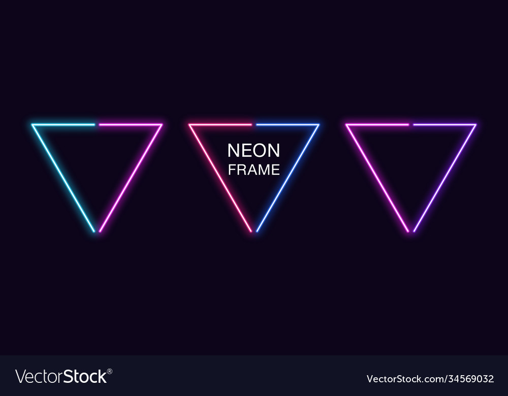 Neon Dreieckrahmen Satz dreieckige Grenze vector image Neon Dreieckrahmen Satz dreieckige Grenze