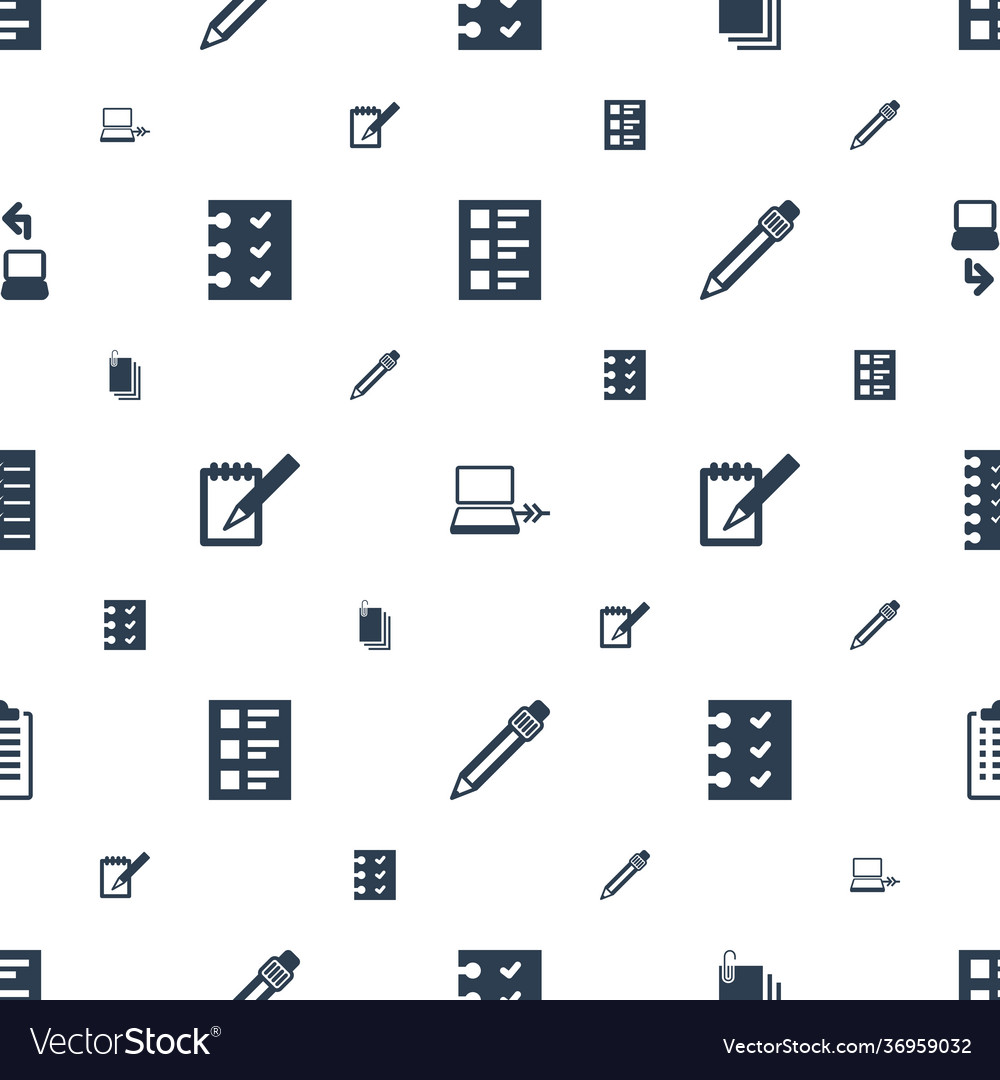 Notebook icons pattern seamless white background vector image Notebook icons pattern seamless white background